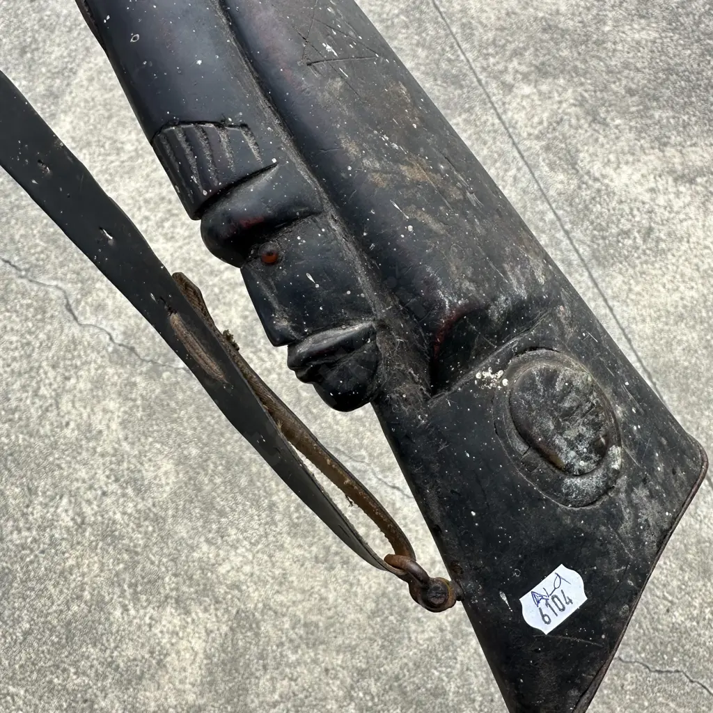 early African double flint action riffle with carved stock Image 1++
