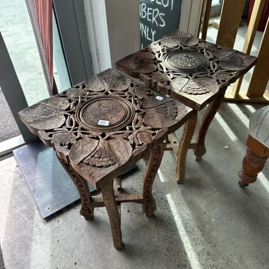 Pr of carved side tables