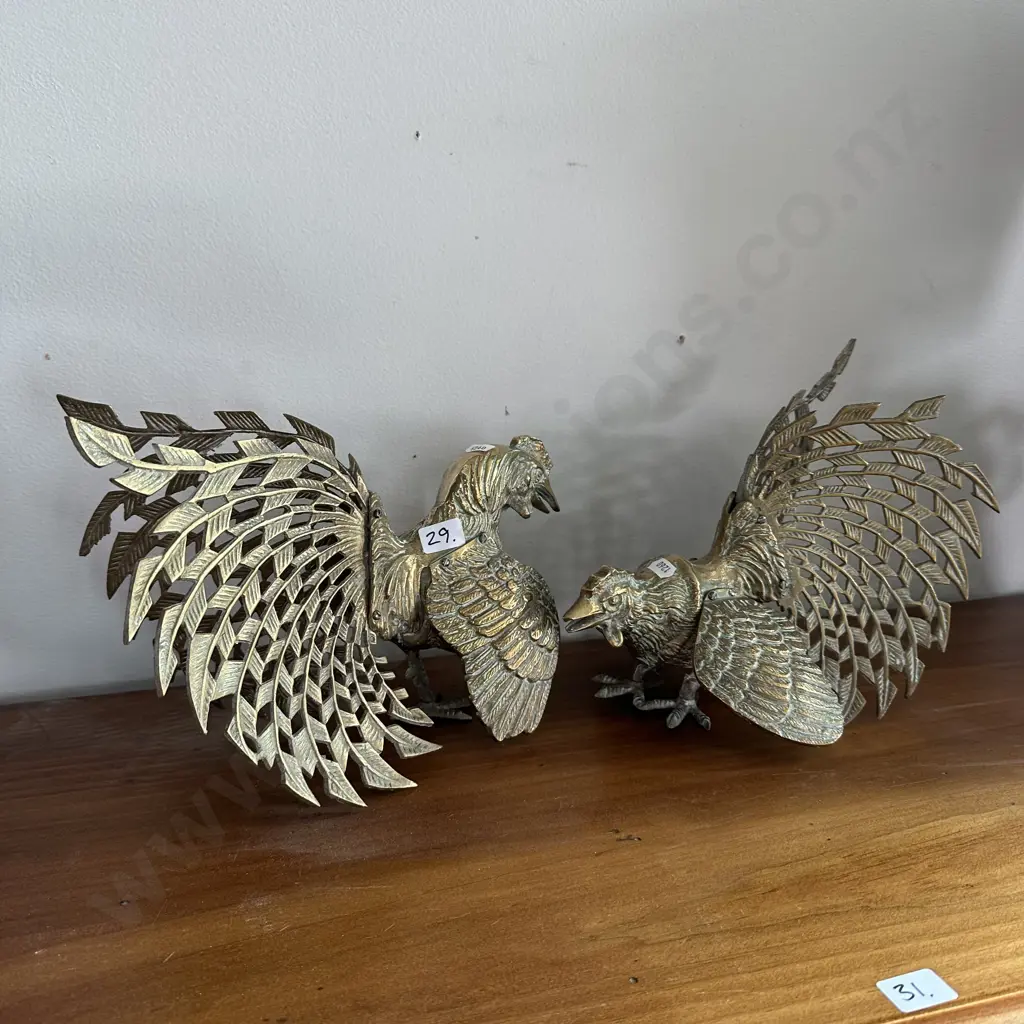 Pr Brass fighting Cocks Image 1++