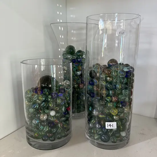 3 x vases full of marbles