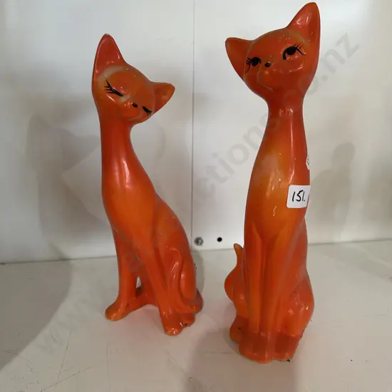 Pr of vintage Japanese ceramic cat shakers