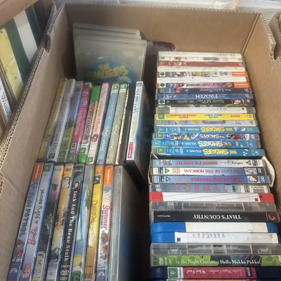 Box lot of childrens DVDs.