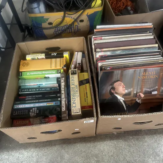 Two boxes books and records.