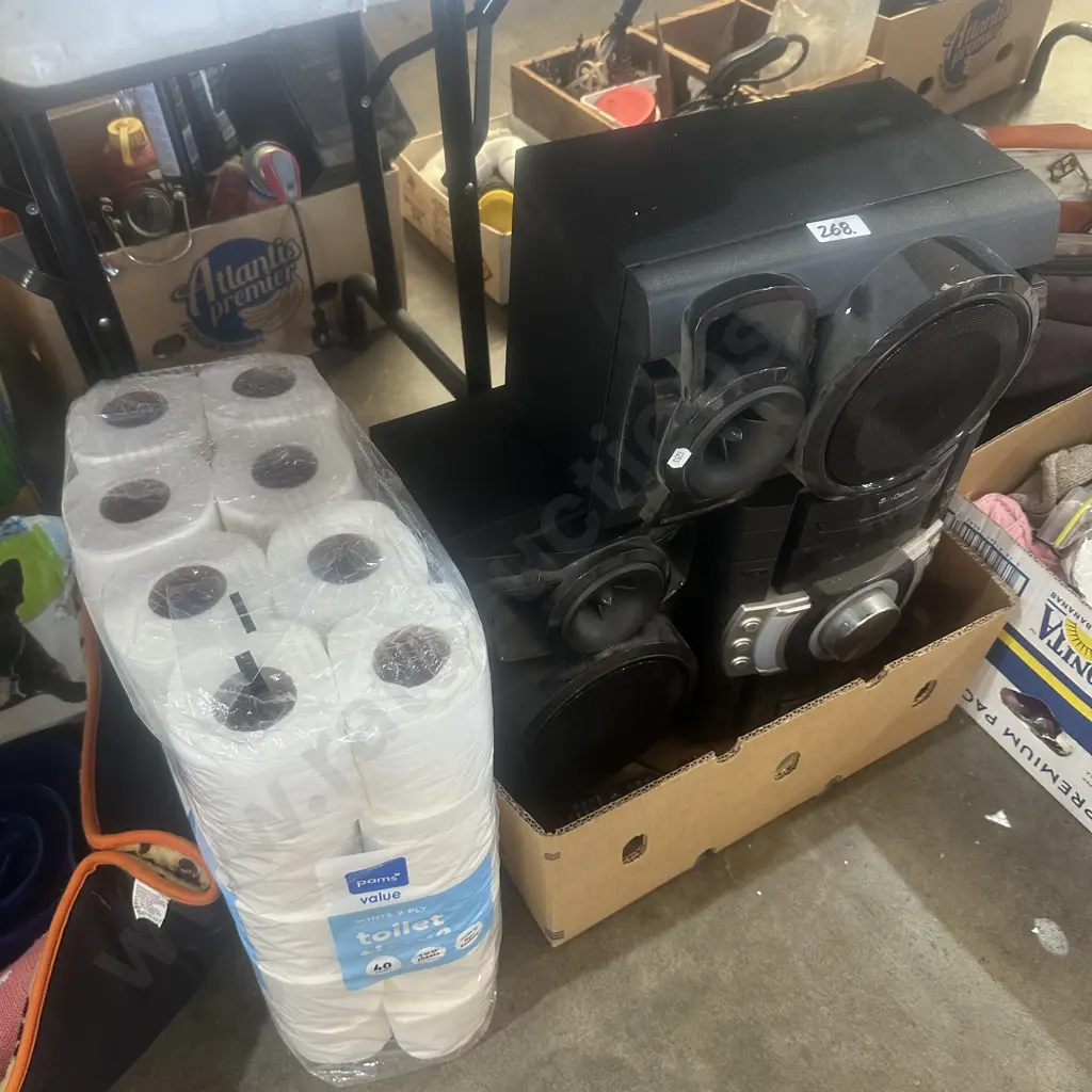 Stereo and 40 rolls of t paper. Image 1++