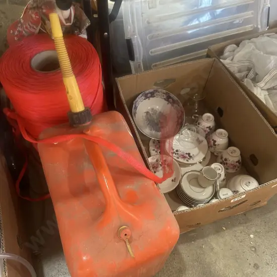 Petrol van, mesh netting and china.