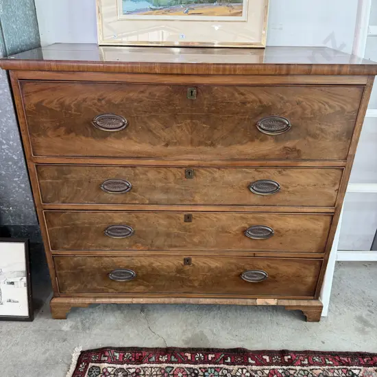 Georgian flame Mahogany secretaire chest of drawers