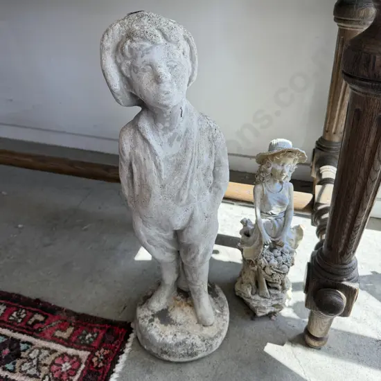 concrete garden statue 60cm plus small plastic one