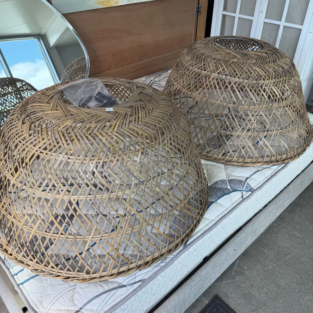 Pr of large cane light shades 1100mm opening Image 1++