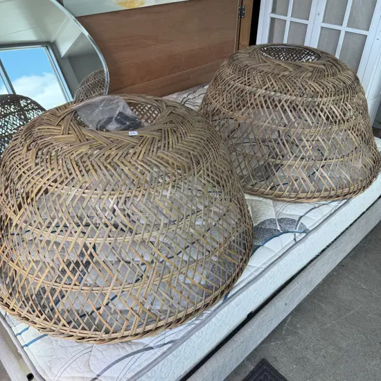 Pr of large cane light shades 1100mm opening