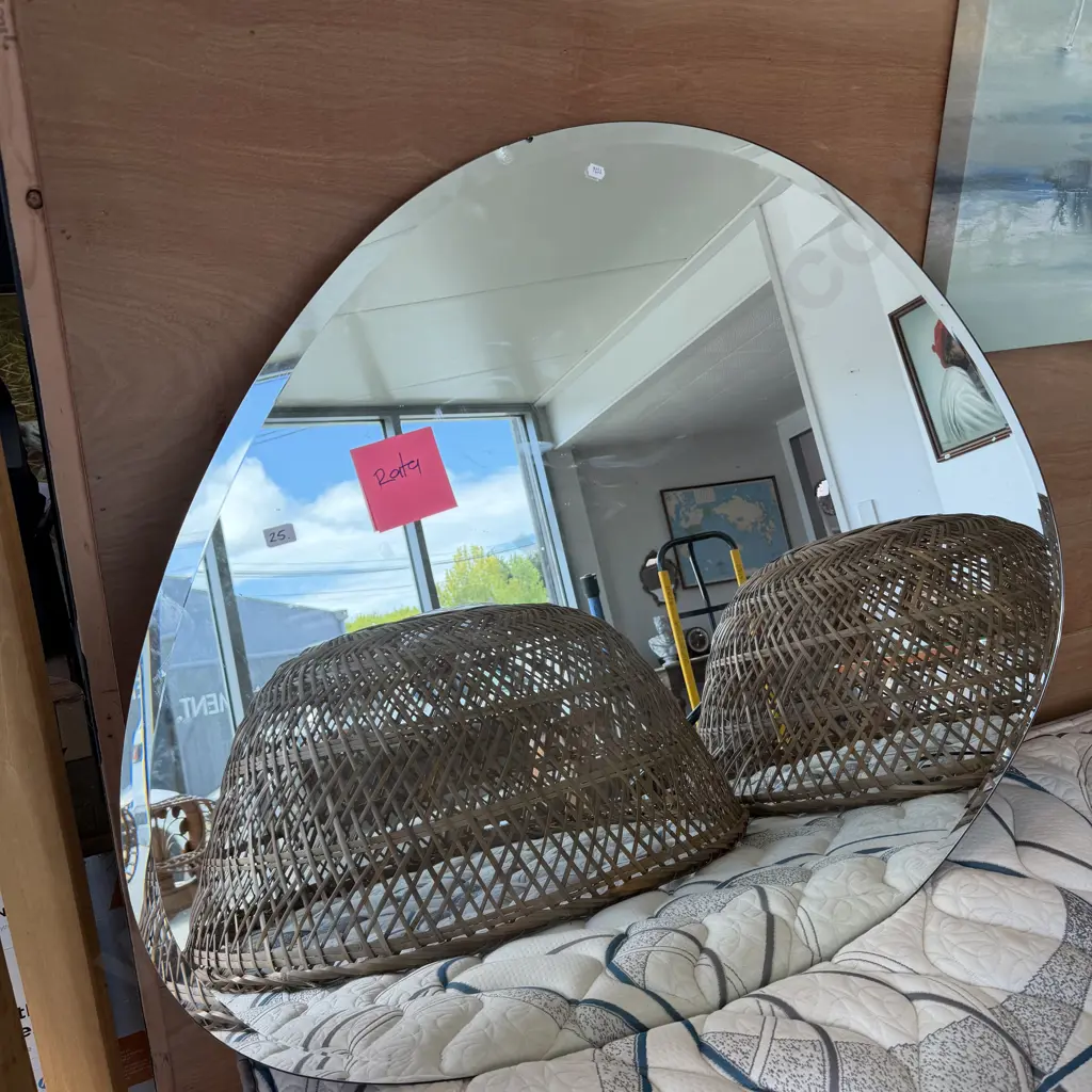 heavy beveled wall mirror with small chip Image 1++