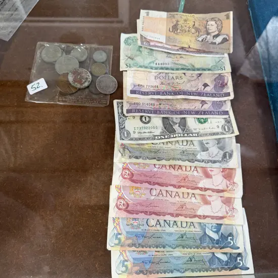 bank notes and coins