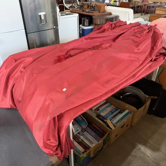 8 Red drops 2m curtains plus a pr of light Blue curtains (with thermal backing)