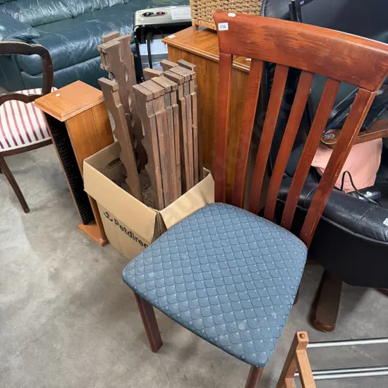 chair, CD stand, wine rack