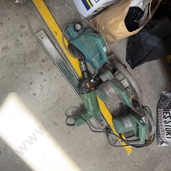 Skill saws, planer, electric drill and levels.