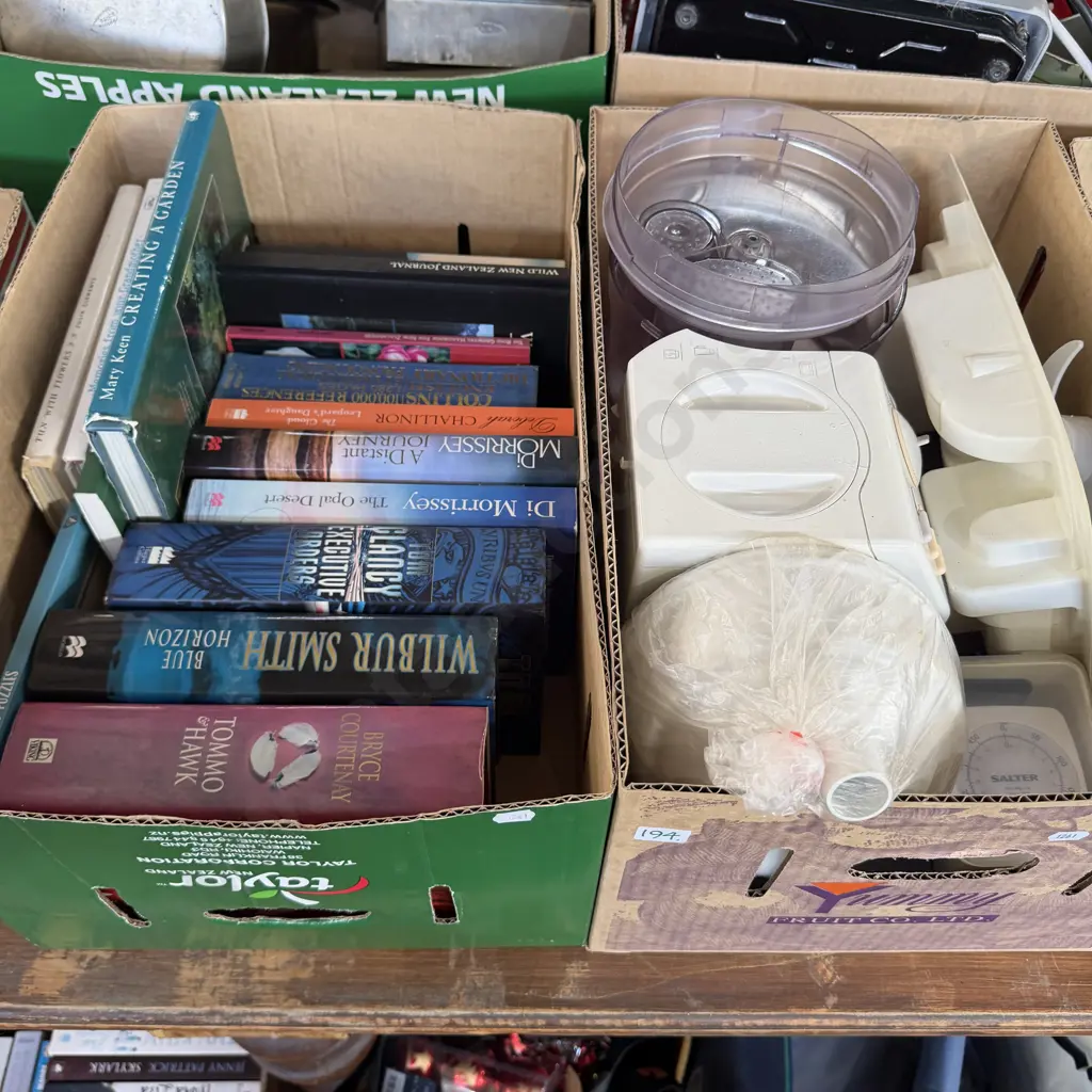Two boxes books and kitchen wizz. Image 1++