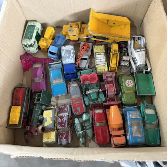 Collection of old di-case toys.