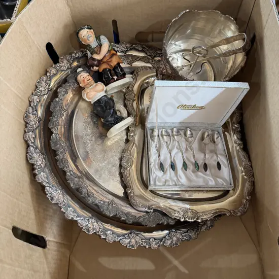 Silverware trays and ornaments etc.