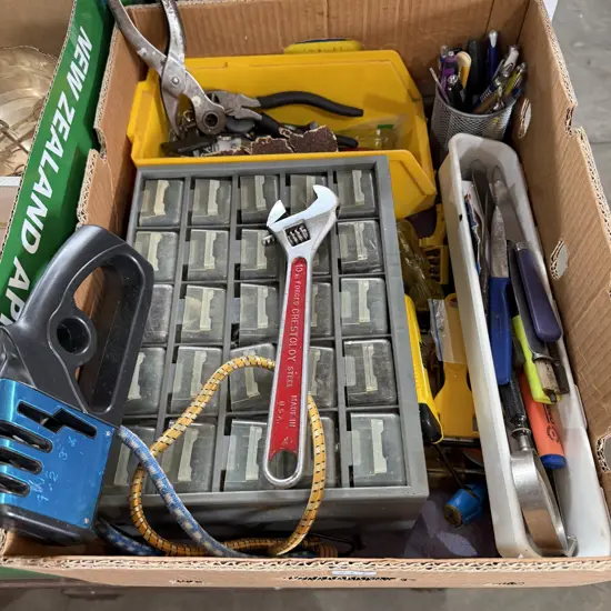 Parts drawers and contents plus tools etc.
