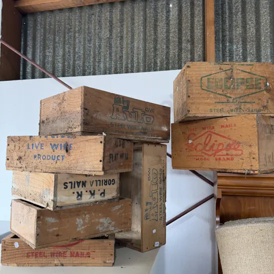 Collection of wooden boxes.