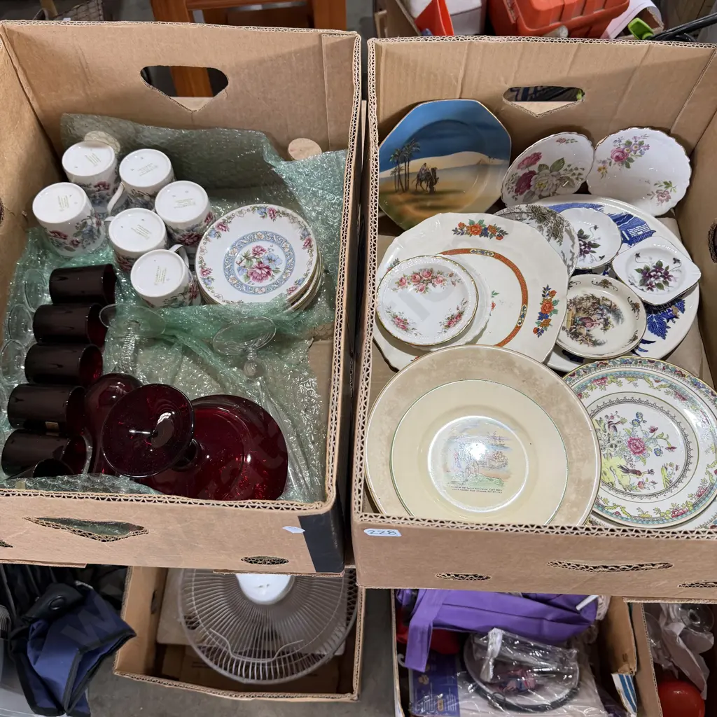 Two boxes china and glassware. Image 1++