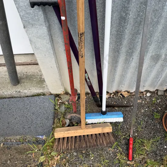 edgers, brooms and extention snips