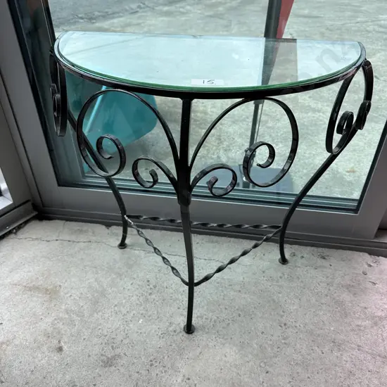 Wrought iron and glass hall table