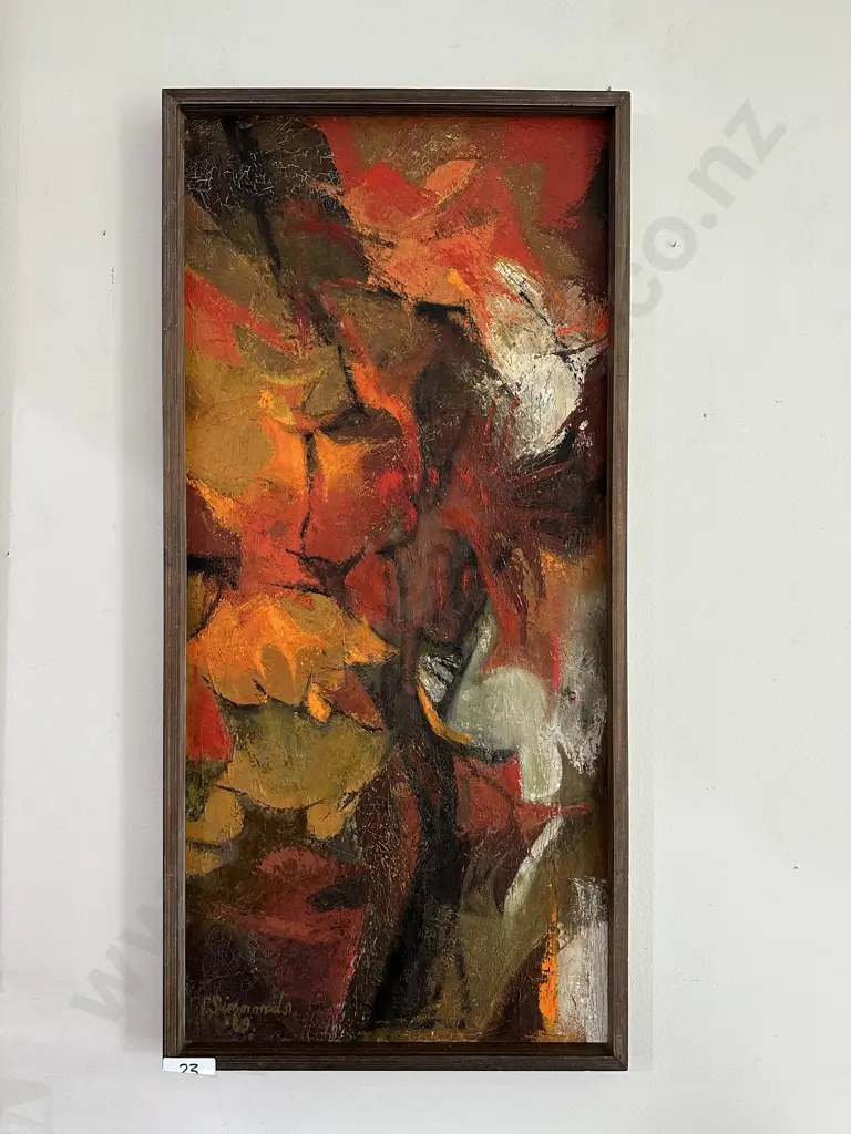 Phyllis Simmonds "Autum leaves" Oil on board 1969 (400x880) Image 1++
