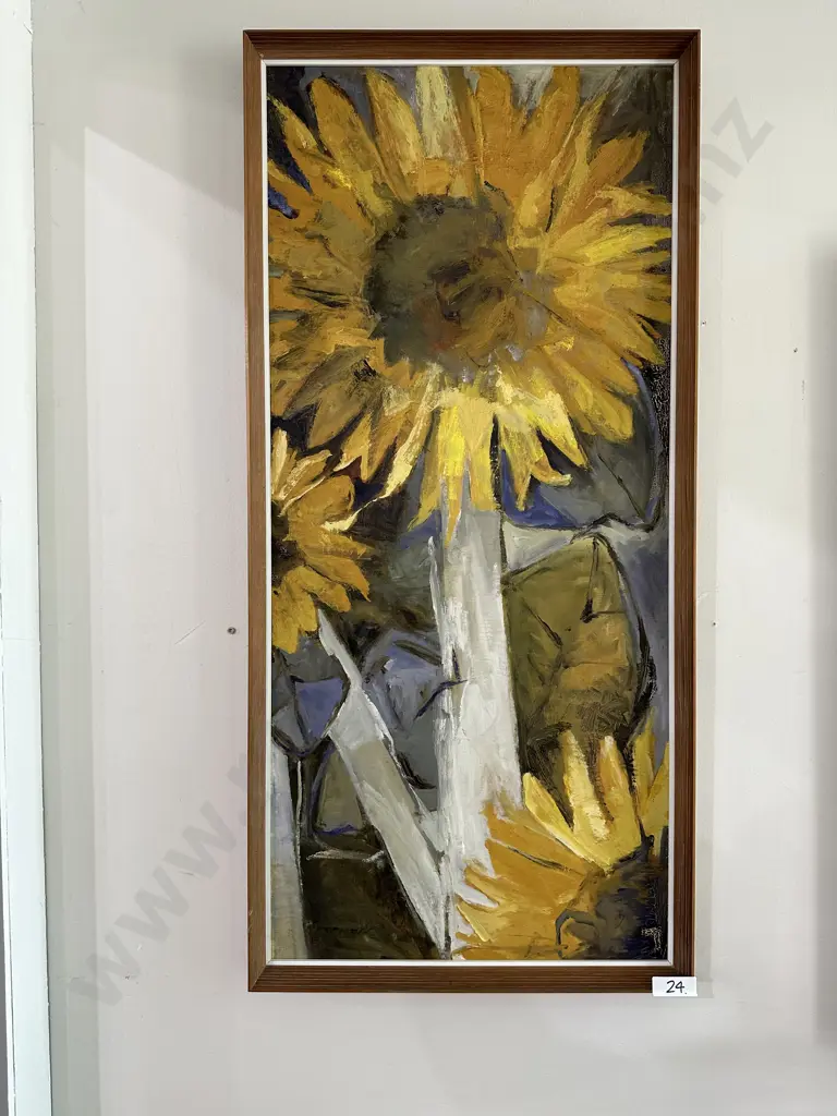 Phyllis Simmonds "Sun Flowers" Oil on board 1969 (440x1000) Image 1++
