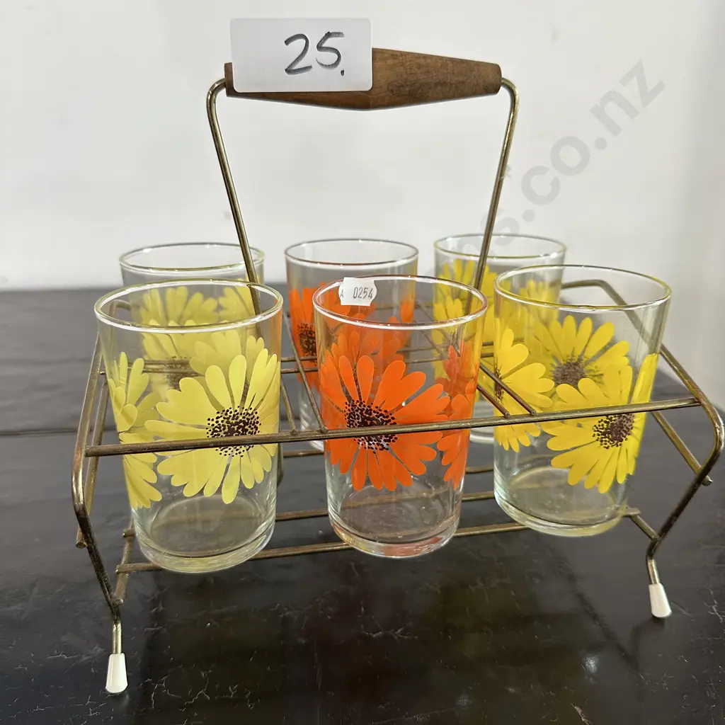Set of Retro water glasses and holder Image 1++