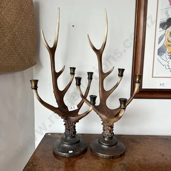 Pr of antler style candelabras