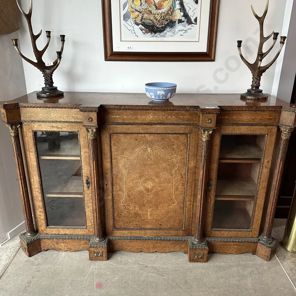 Antique Burr Walnut column sideboard c1850 Image 1++