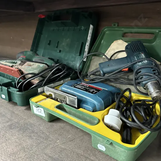Jigsaw, sander, heat gun