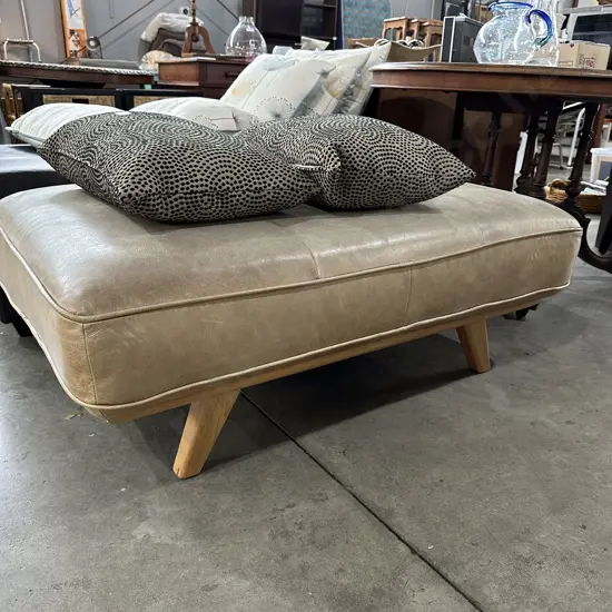 Large leather ottoman