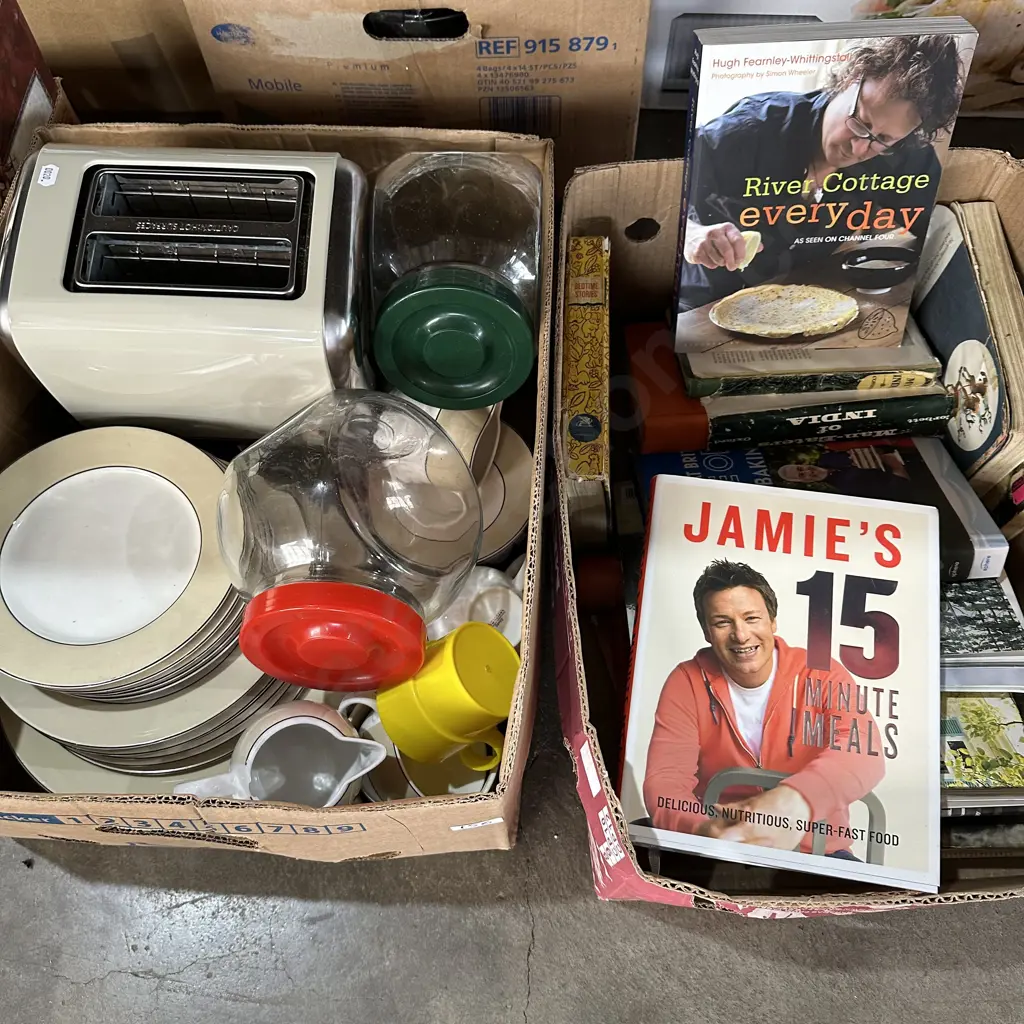 2 boxes kitchenware and books Image 1++
