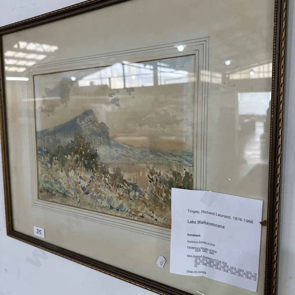 Watercolour "Lake Waikaremoana" by Richard Tingey Image 1++