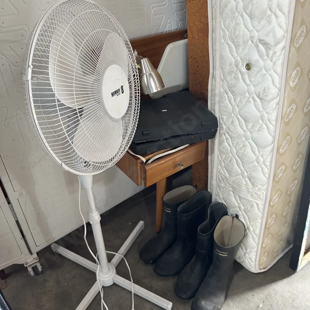 Bed, fan, tools, gumboots etc Image 1++