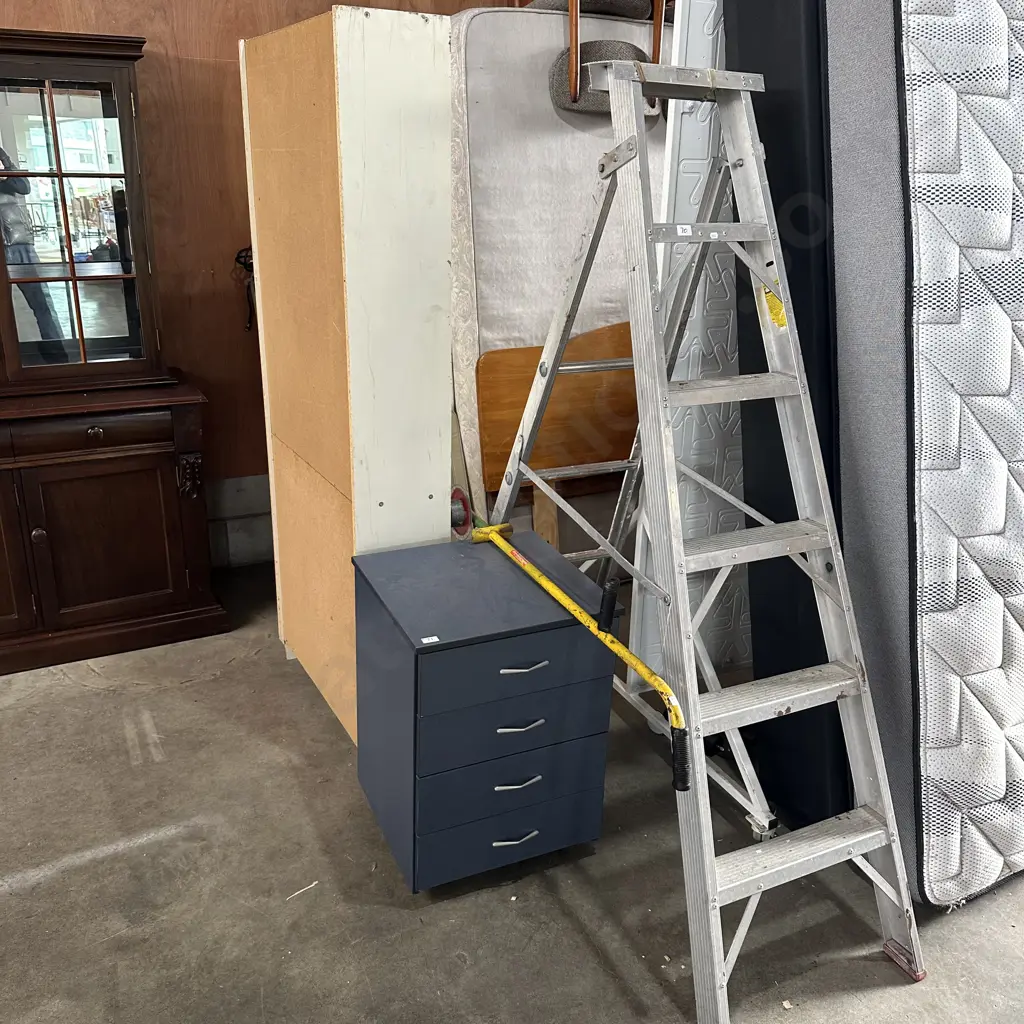 Ladder, edger, garage shelf unit Image 1++
