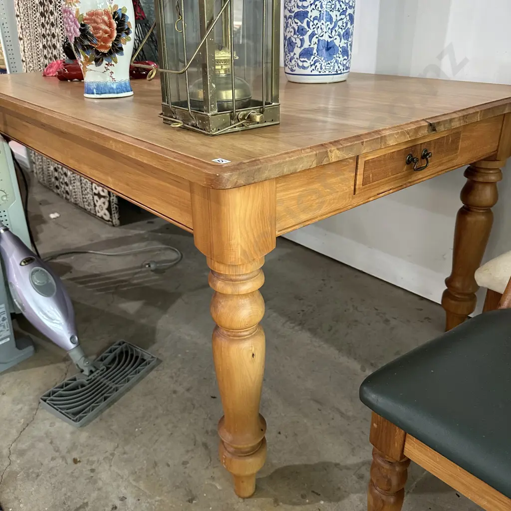 Lovely solid Rimu table with draws each end 1650 x 1050 Image 1++
