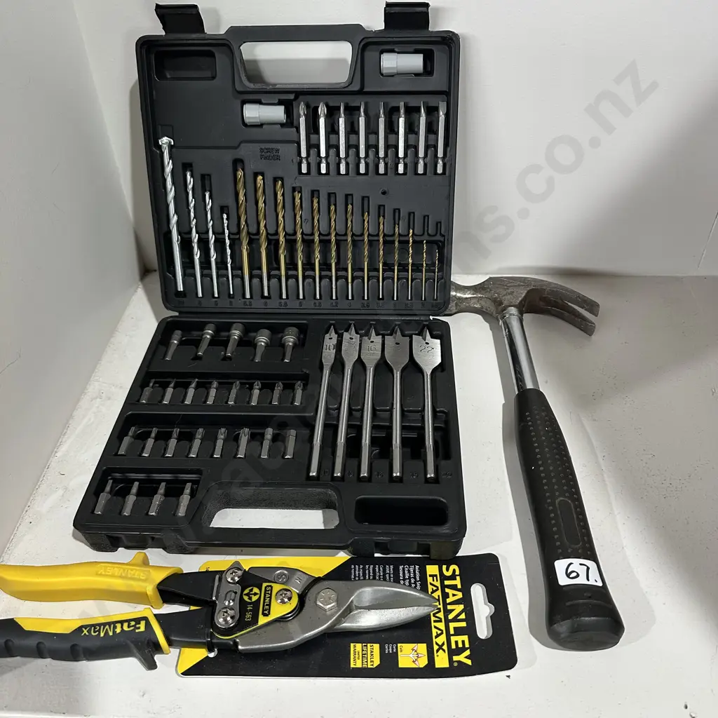 Drill bit set, snips , hammer Image 1++