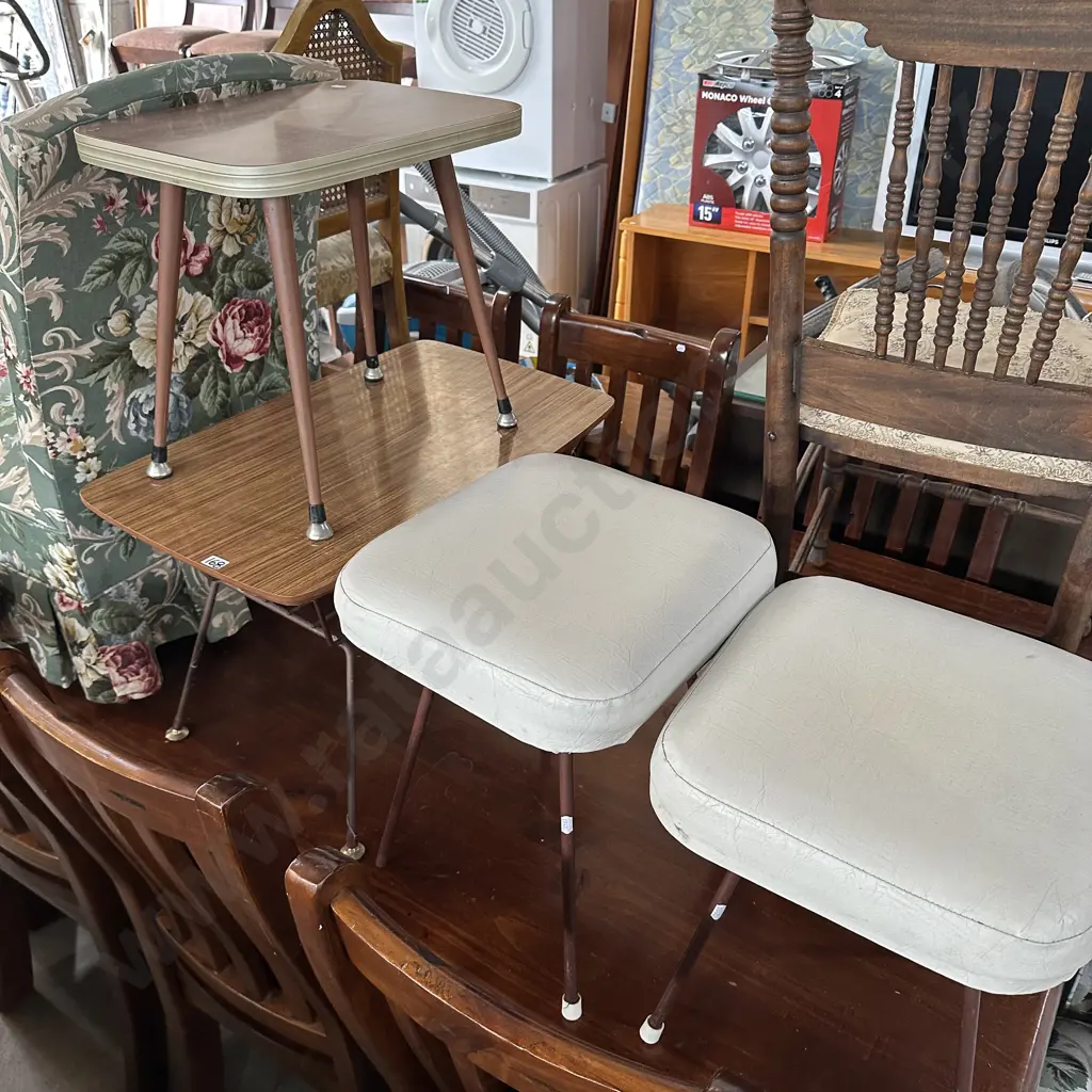 retro stools and side tables x 4pc Image 1++