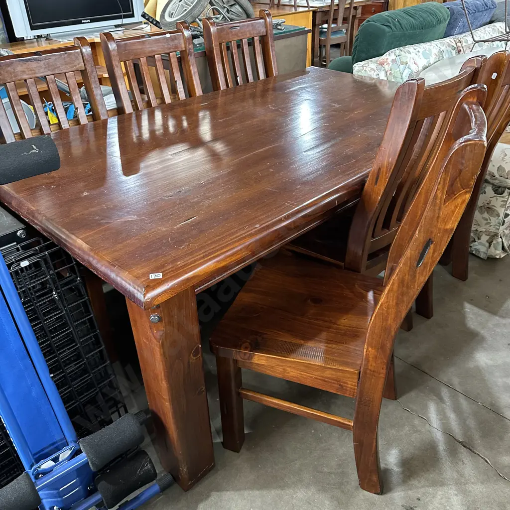 Pine table and 6 chairs Image 1++