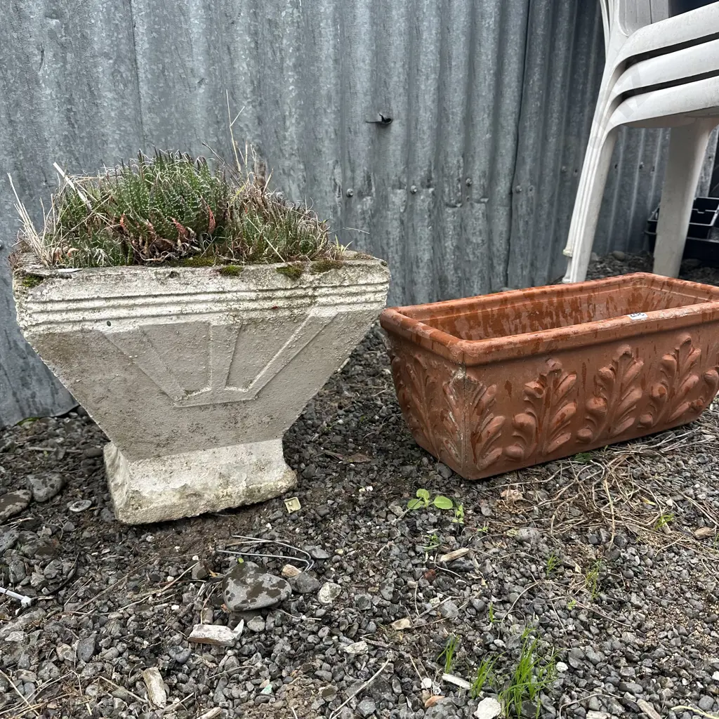 Art Deco Sunburst concrete planter plus other Image 1++