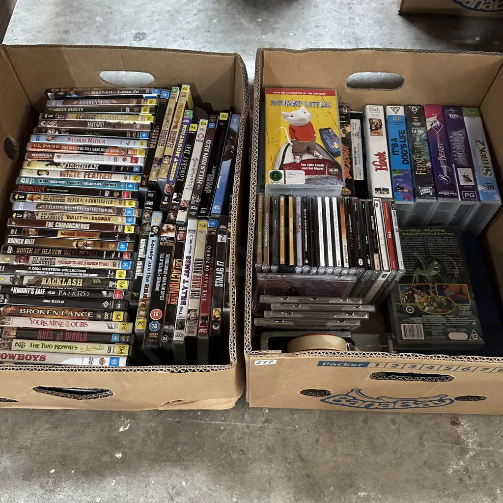 2 box DVDs, CDs, VHS Image 1++