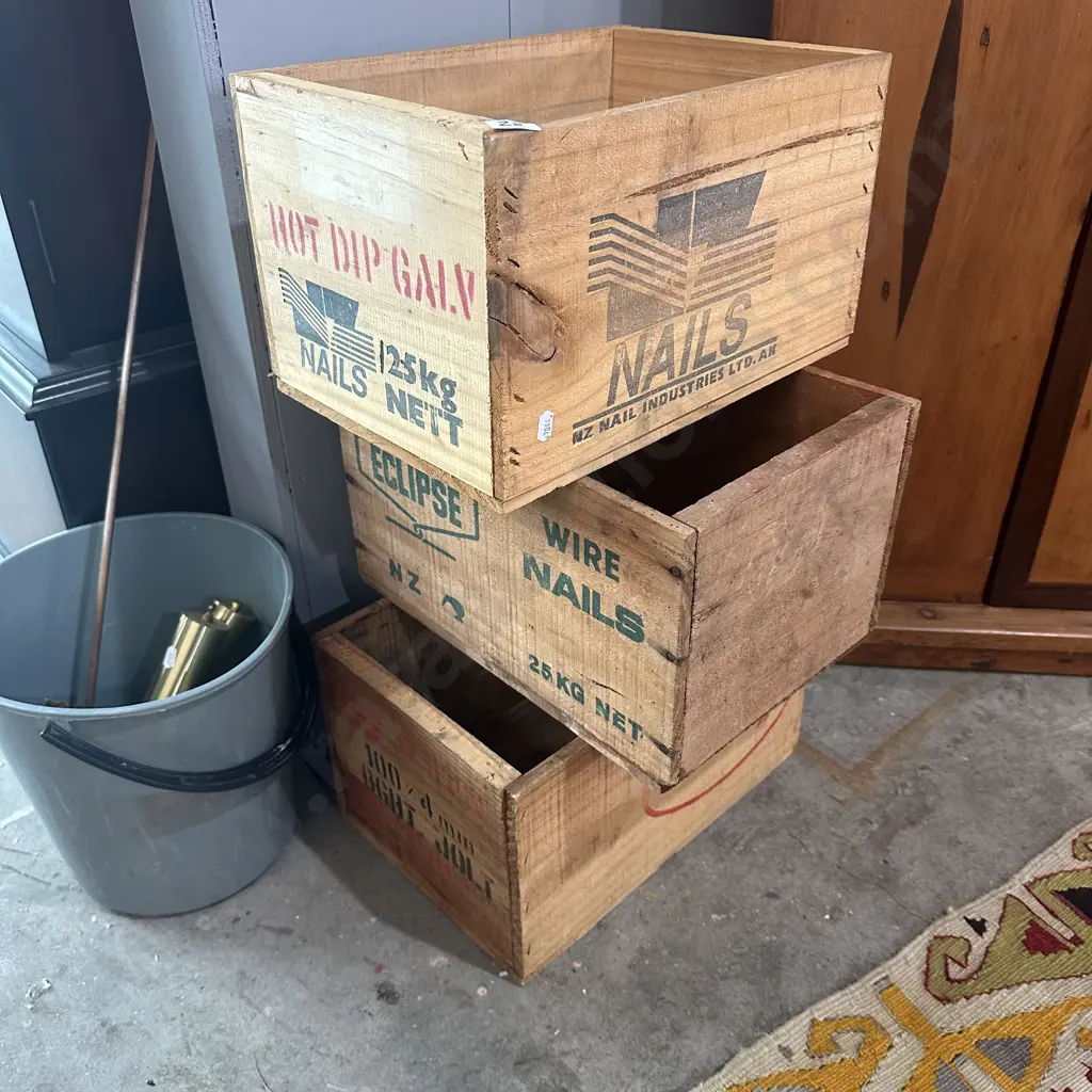 3 x wooden nail boxes Image 1++