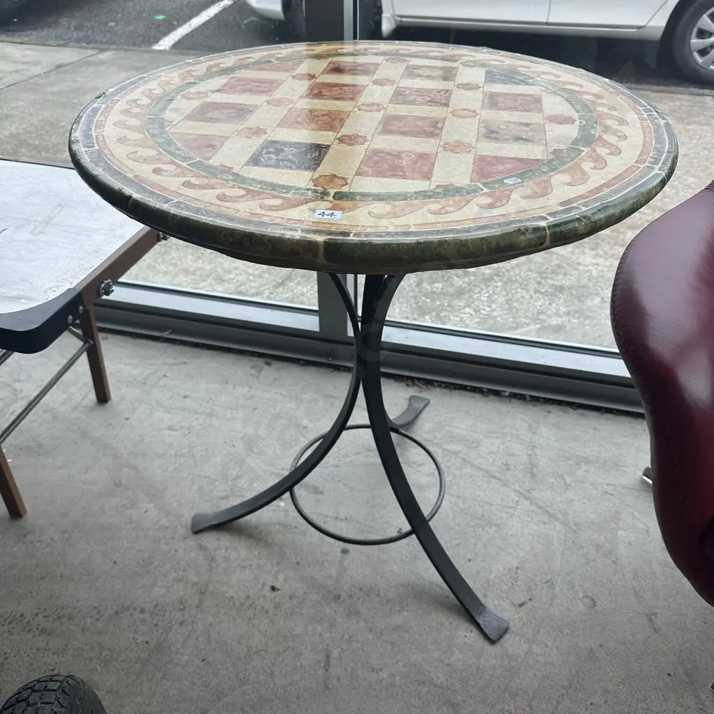 Wrought Iron base patio table (painted wooden top) Image 1++
