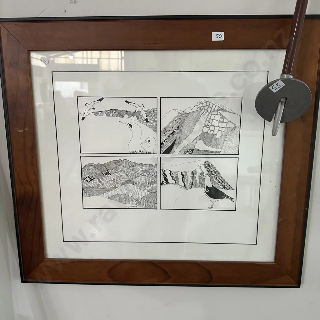 Jan Fitzgerald original pen drawing "window of Hawkes Bay" 2009 Image 1++