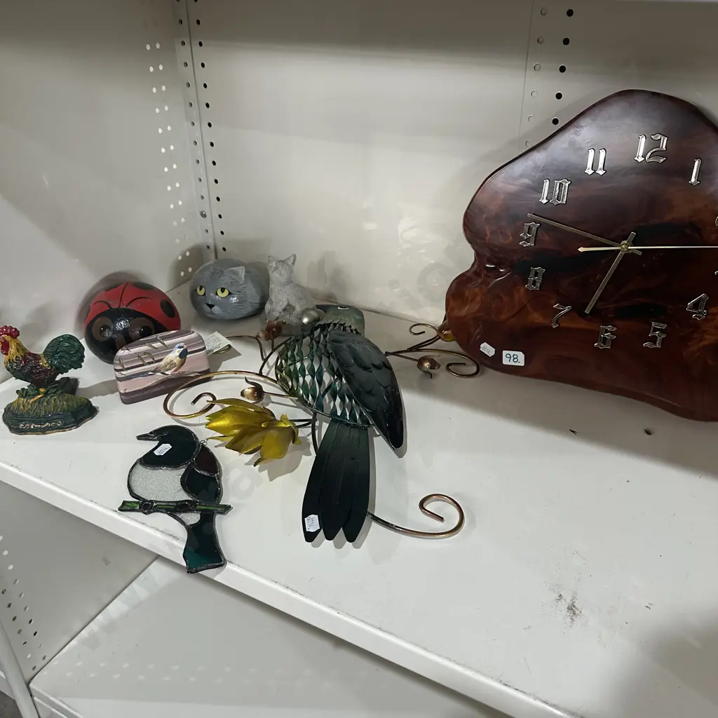 Shelf lot door stops, clock, wall art Image 1++