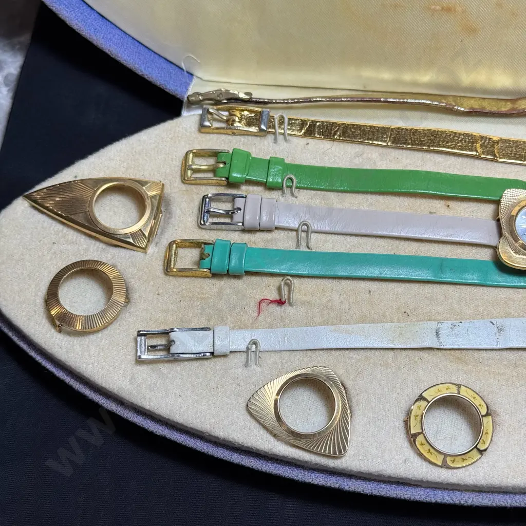 Vintage croton nivada colorama womens watch set with case straps Image 1++