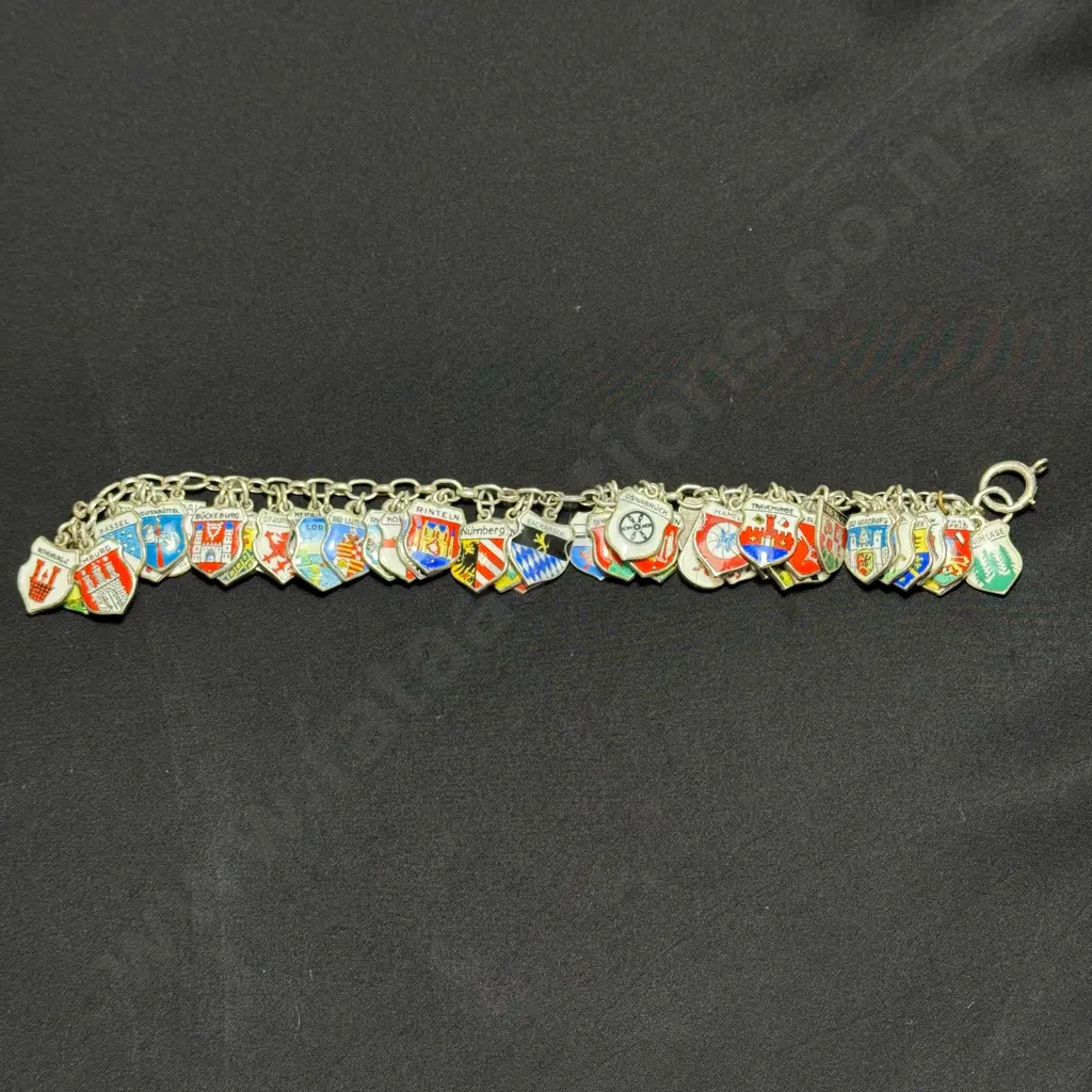 Vintage Euro cities charm bracelet 800 & 835 silver Image 1++