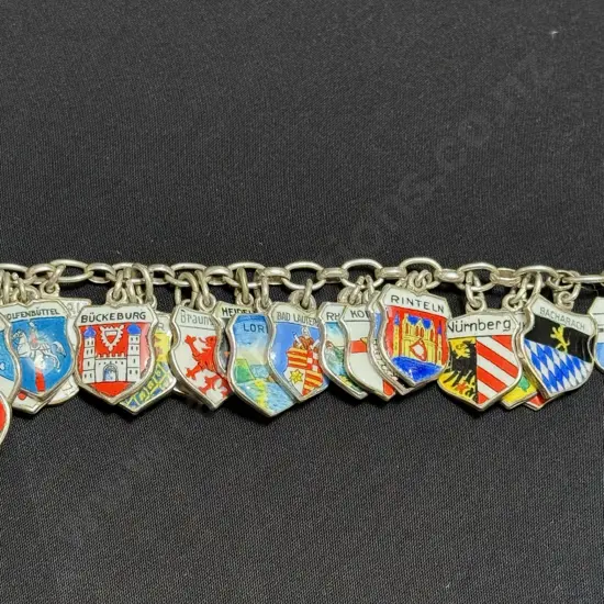Vintage Euro cities charm bracelet 800 & 835 silver